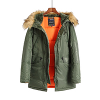 N-3B Hiver ALASKA Manteau Hommes Fourrure Capuche Slim Fit optique Parka Rembourré Veste Militaire pour Temps Froid 1